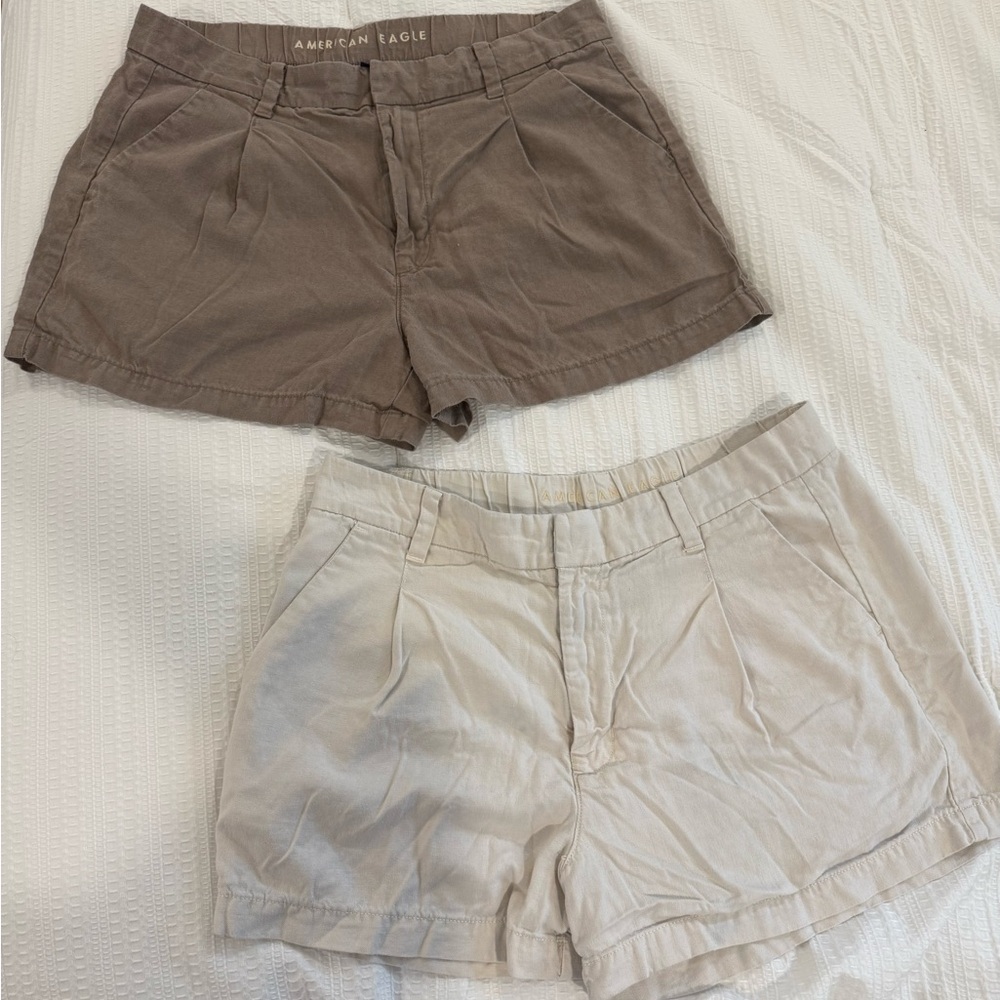 American Eagle High Rise Trouser Shorts - Linen Blend - Size 12